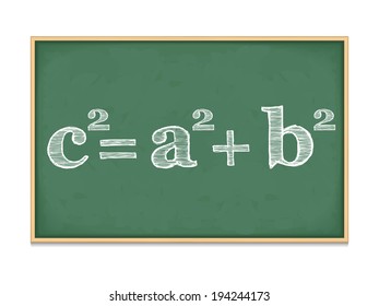Pythagoras' theorem on blackboard, vector eps10 illustration
