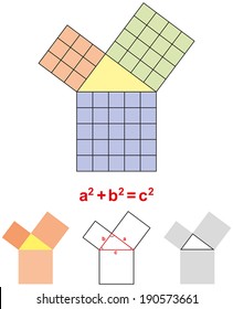 Pythagorean Theorem - In mathematics, the Pythagorean Theorem is a relation in Euclidean geometry among the three sides of a right triangle. Vector illustration on white background.