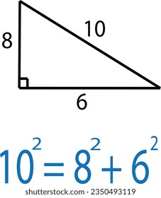 Pythagorean theorem on a chalkboard. Pythagorean theorem proof in mathematics. Vector illustration.
