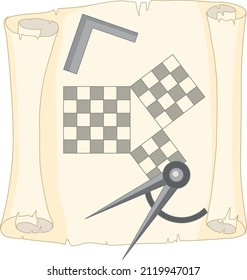 Pythagorean theorem on old paper illustration