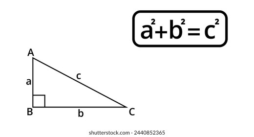 pythagorean theorem with right triangle isolated on white background