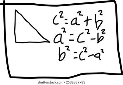 Pythagorean theorem and triangle mathematical symbol formula vector