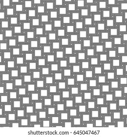 Pythagorean tiling. Squares tessellation vector. Repeated white checks sequence on black background. Seamless surface pattern design with polygons. Mosaic motif. Grid wallpaper. Digital paper.