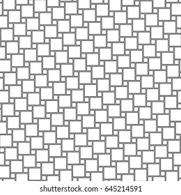 Pythagorean tiling. Squares tessellation vector. Repeated white checks sequence on black background. Seamless surface pattern design with polygons. Mosaic motif. Grid wallpaper. Digital paper.
