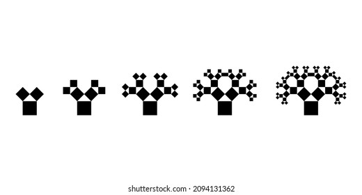 Pythagorean tree fractal in math