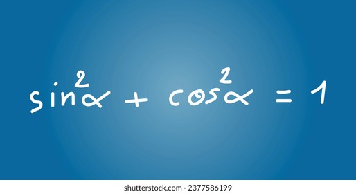 Pythagorean trigonometric identity. Math doodle handwriting concept. Mathematics resources for teachers and students.