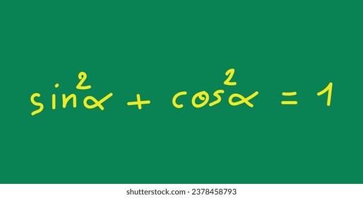 Pythagorean trigonometric identity. Math doodle handwriting concept. Mathematics resources for teachers and students.