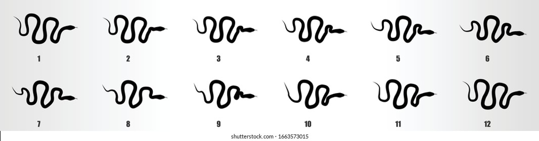 Pythan crawling animation sequence, loop animation sprite sheet