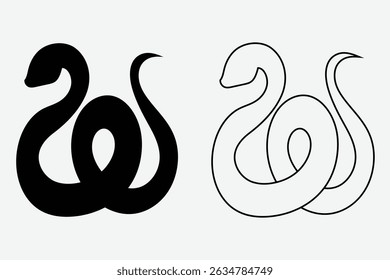 python animal snake line icon vector. python animal snake sign. isolated contour symbol black. Snake icon, logo. viper, line icon vector. viper animal snake sign.