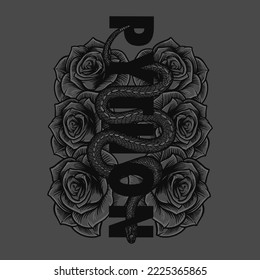 Python Black Mamba Snake Vector Illustration