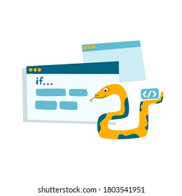 Python Code Language Sign. Programming Coding And Developing Concept. Software Development. Programming Language