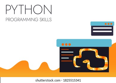 Python code language sign. Programming coding and developing concept. Software development. Programming language