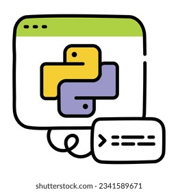 Python programming hand drawn icon 