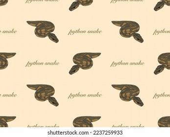 Python snake cartoon character seamless pattern on orange background
