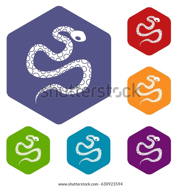 Python Snake Icons Set Hexagon Isolated Stock Vector (Royalty Free ...