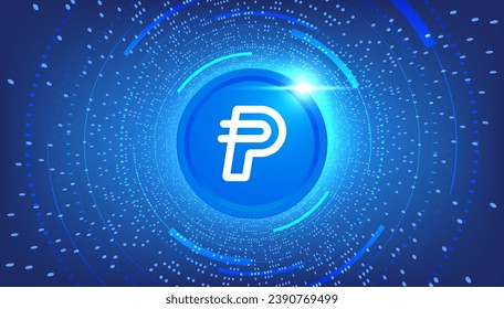 PYUSD coin cryptocurrency concept banner background.