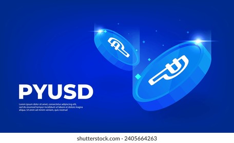 PYUSD coin cryptocurrency concept banner background.