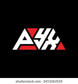 PYX triangle letter logo design with triangle shape. PYX triangle logo design monogram. PYX triangle vector logo template with red color. PYX triangular logo Simple, Elegant, and Luxurious design.