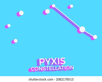 Pyxis constellation 3d symbol. Constellation icon in isometric style on blue background. Cluster of stars and galaxies. Vector illustration