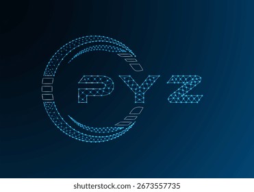 PYZ low poly letter logo vector design. PYZ lower poly logo design. Low poly logo.