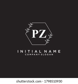 PZ Beauty vector initial logo, handwriting logo of initial signature, wedding, fashion, jewerly, boutique, floral and botanical with creative template for any company or business.