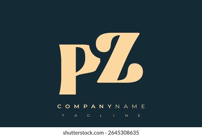 PZ Creative Abstract Typography Logo Design. Elegant logo combining bold typography and creative shapes, ideal for branding and identity solutions.