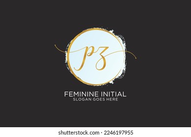 PZ handwriting logo with circle template vector signature, wedding, fashion, floral and botanical with creative template.