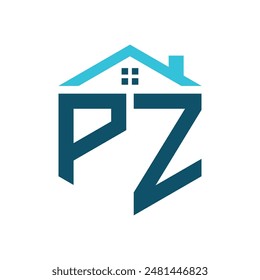 PZ House Logo Design Template. Letter PZ Logo for Real Estate, Construction or any House Related Business