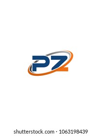 PZ initial company blue orange swoosh logo