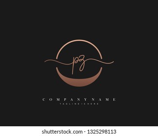 PZ initial handwriting logo template vector