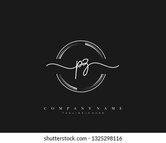 PZ initial handwriting logo template vector
