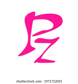 Pz initial handwritten pink logo for identity