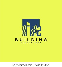PZ initial letter building logo for real estate with square design