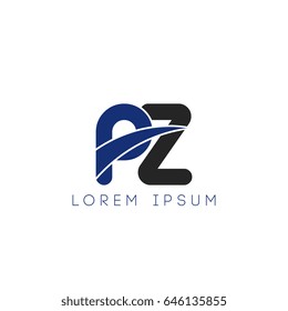 pz initial letter uppercase logo blue and black