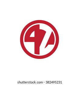 PZ initial letters circle business logo red