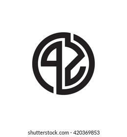 PZ initial letters looping linked circle monogram logo