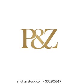P&Z Initial logo. Ampersand monogram golden logo