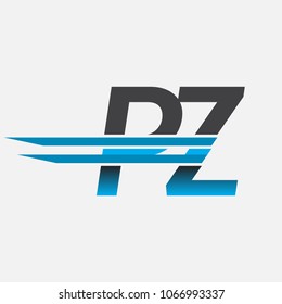 PZ initial logo company name colored black and blue, Simple and Modern Logo Design.