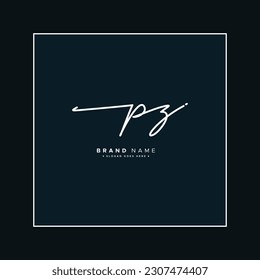 PZ Initial Logo in Signature Style for Photography and Fashion Business - Hand Drawn Signature Logo Vector