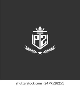 PZ initial monogram brand logo design for crown vector image
