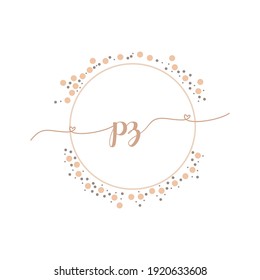 PZ Initial monogram handwriting luxury illustration