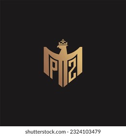 PZ initial monogram logo for eagle  crown image vector design
