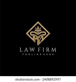 PZ initial monogram logo for lawfirm with pillar in creative square design