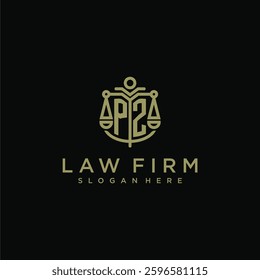 PZ initial monogram logo for lawfirm with scale vector design