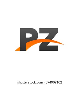PZ initial overlapping swoosh letter logo black orange