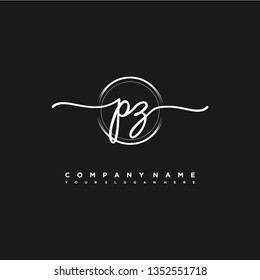 PZ initial signature logo. handwriting logo template vector,