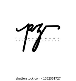 PZ initial signature logo. handwriting logo template vector,