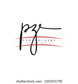PZ initial signature logo. handwriting logo template vector,