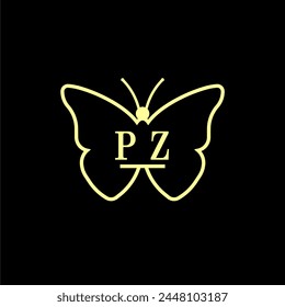 PZ Initials Luxury Butterfly logo Vector illustration