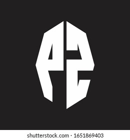 Monograma de logotipo PZ con plantilla de diseño de estilo de cinta octagonal